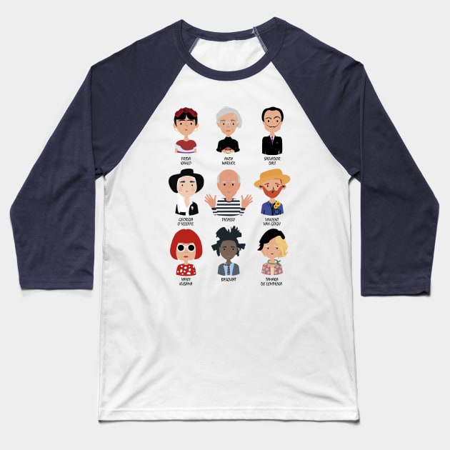 9 of the Greatest Painters of All Time Baseball T-Shirt by Creotumundo